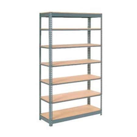 Heavy Duty Shelving 48W X 12D X 96H With 7 Shelves, Wood Deck, Gray